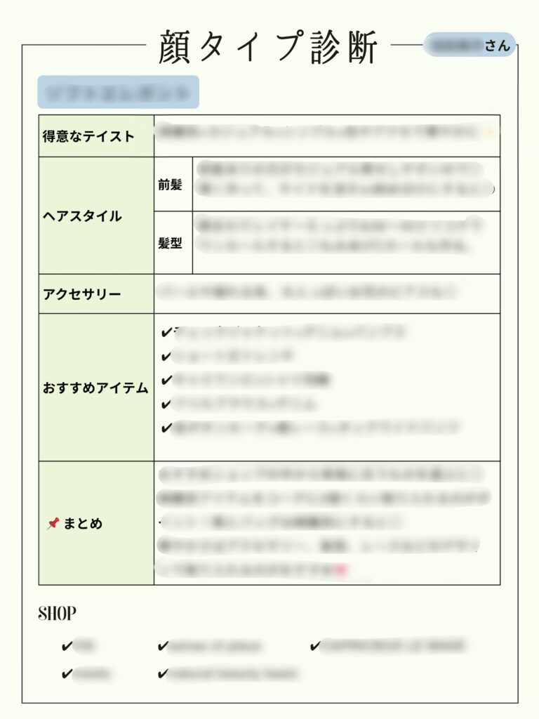 藍｜福岡・熊本 顔タイプ診断. アフターフォロー
